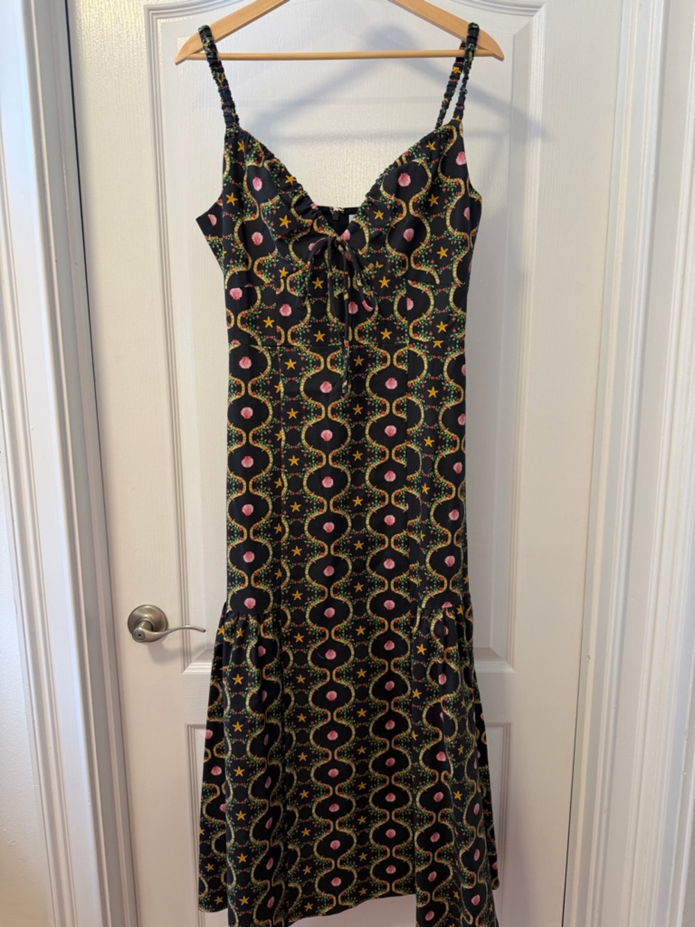Hill House Black Maxi Dress with Pink & Yellow Pattern